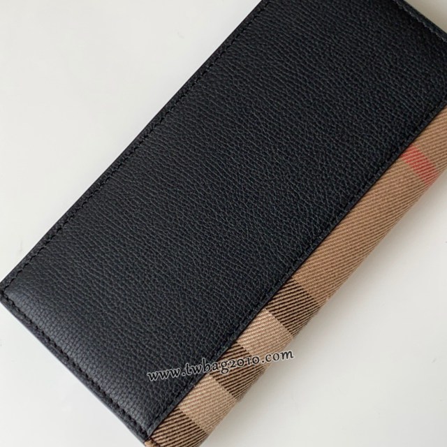 Burberry專門店新款西裝夾錢包 巴寶莉小牛皮拼格紋男士對折錢包 yxb1467